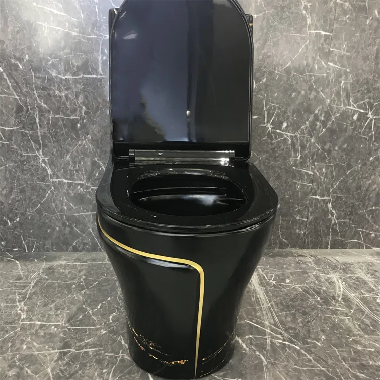 1.85 Gallons Per Minute GPF Elongated Height One-Piece Black Toilet (Seat Included)