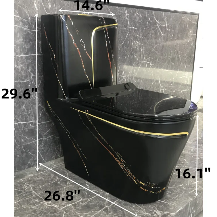 1.85 Gallons Per Minute GPF Elongated Height One-Piece Black Toilet (Seat Included)