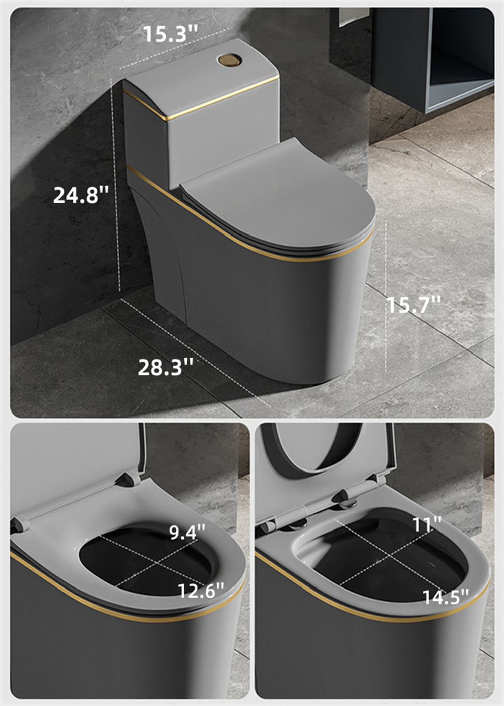 1.46 Gallons Per Minute GPF Elongated Comfort Height Floor Mounted One-Piece Toilet (Seat Included)